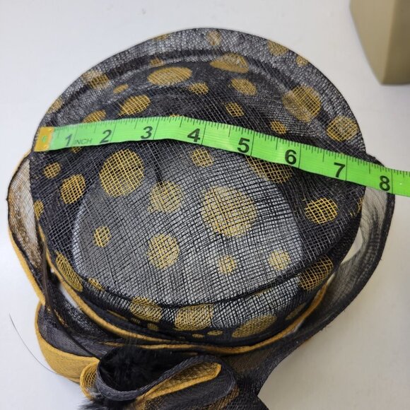 Black and Gold Polka Dots Pillbox Hat Church Hat Weddings - Picture 8 of 15